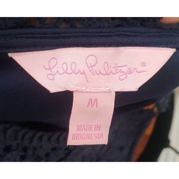 Lilly Pulitzer Jamie Knit Crochet Shift Dress In Navy Blue Sz MEDIUM  $248 - Picture 6 of 9